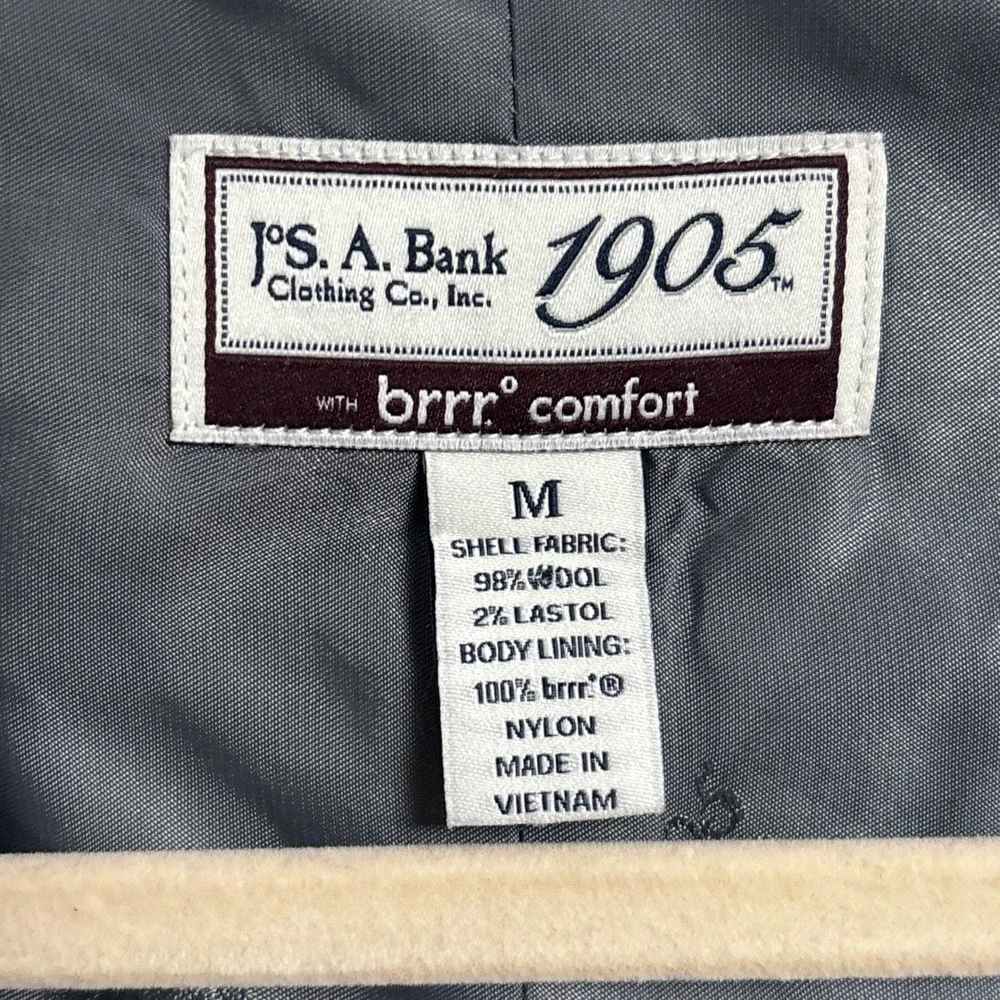Jos A Bank Suit Vest M Gray Wool Brrr Comfort Business Classic 40-42